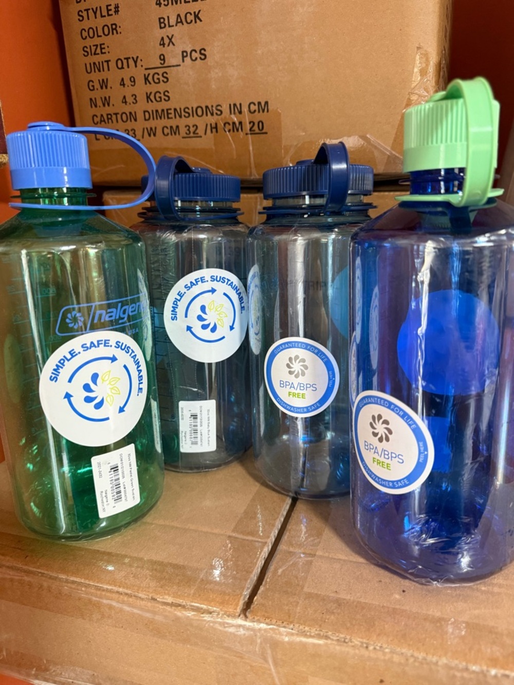 4 Nalgene Water Bottles 2 wide Mouth & 2 Narrow Mouth All New